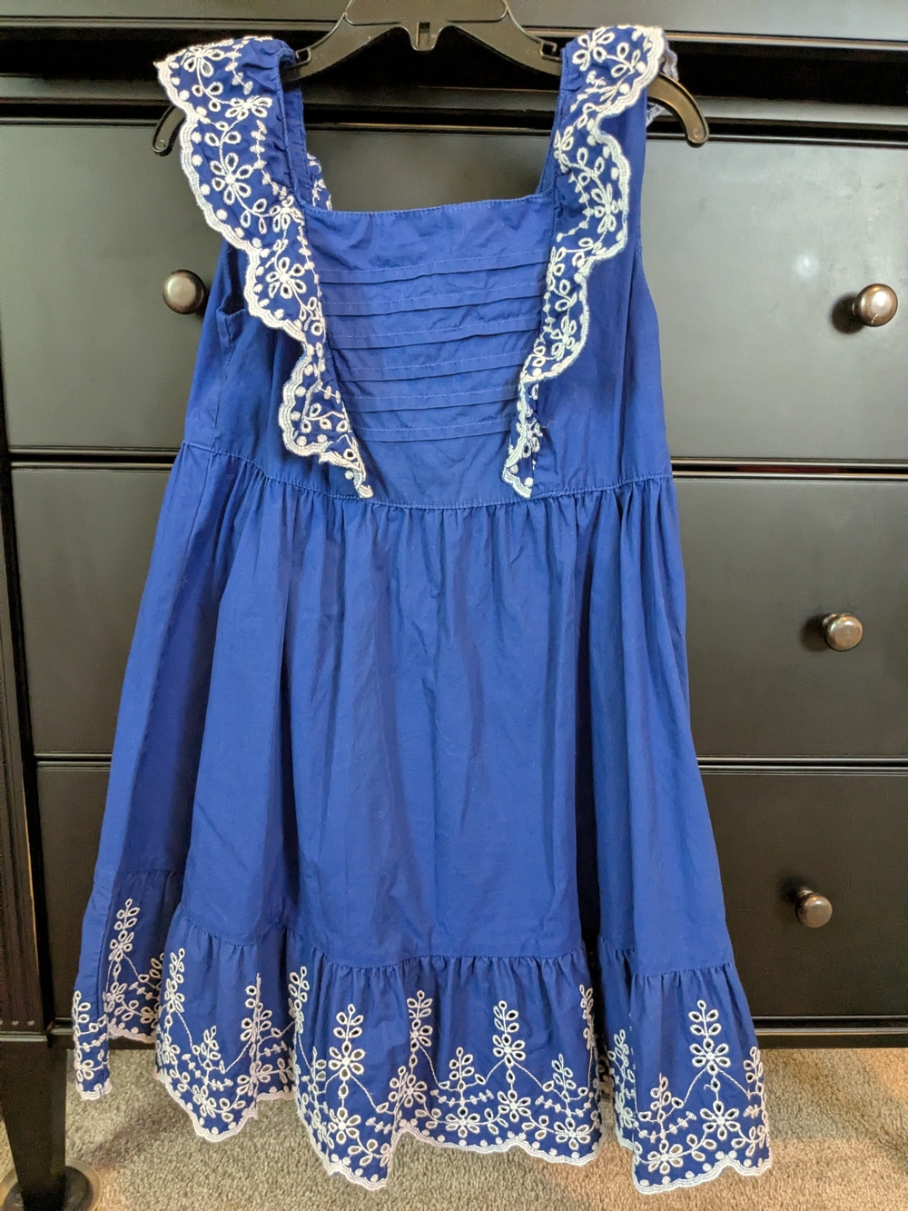 Gymboree Royal Blue Dress with White Embroidery